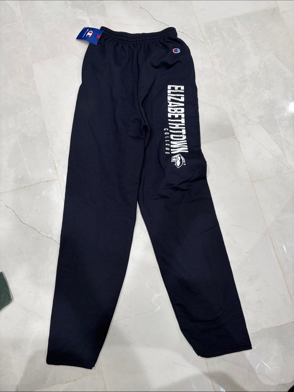 Champion Black Sweatpants with White Elizabeth City College Logo